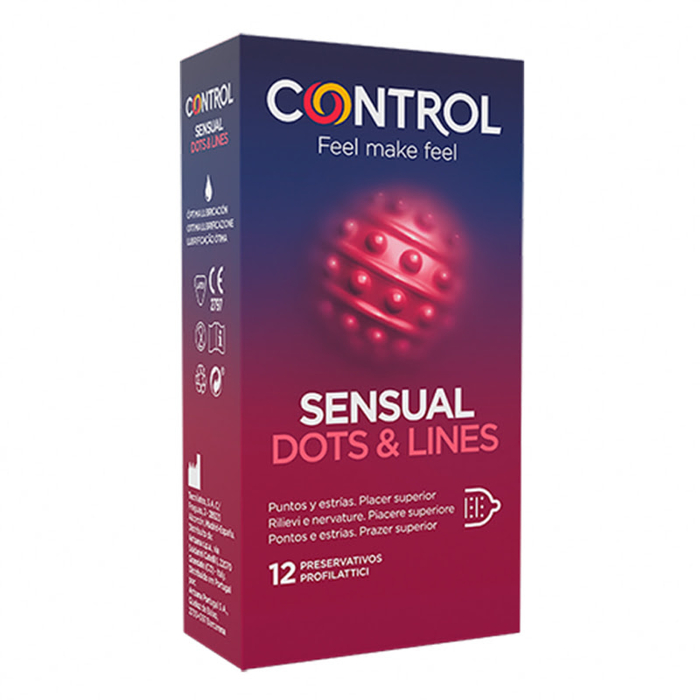 CONTROL - Sensual Dots & Lines Condoms - 12un - 8411134140555